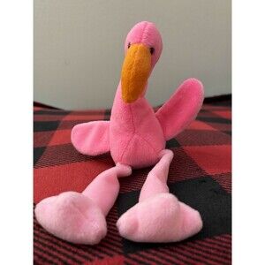 1995 Ty Pinky the Flamingo 4th Gen 4072 Beanie Baby 11" No Hang Tag Plush Toy